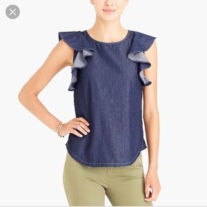 J.Crew denim ruffle top, NWT